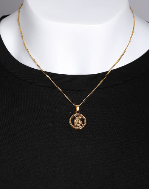 Midnight City St Christopher Pendant & Chain Gold