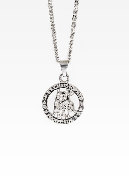 Midnight City St Christopher Pendant & Chain Silver