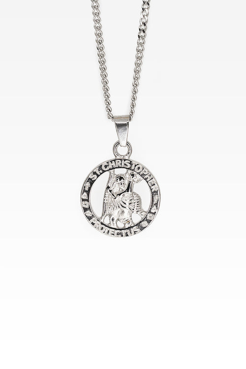 Midnight City St Christopher Pendant & Chain Silver