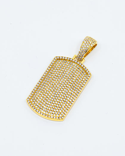 Saint Morta Iced Dog Tag Pendant Iced Gold