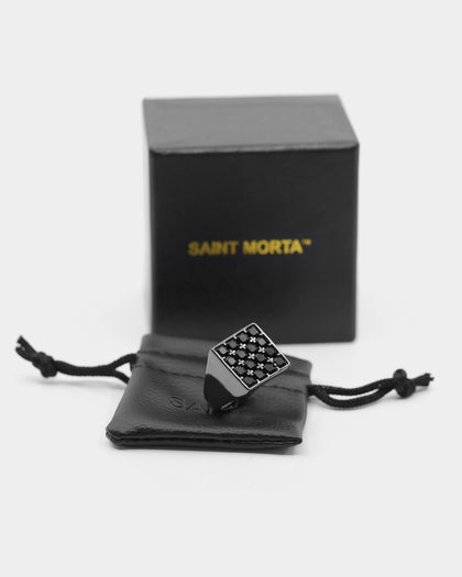 Saint Morta Men's Guardian Ring Iced Black