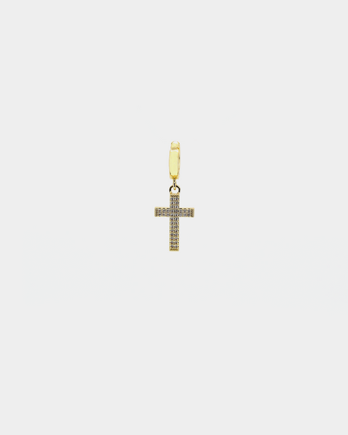 Saint Morta Mini Cross Earring Iced Gold