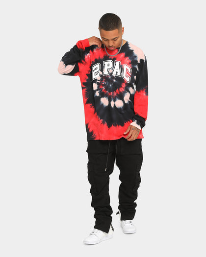 TUPAC Tie Dye Shakur 71' Long Sleeve T-Shirt Black/Red