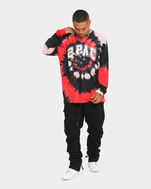 TUPAC Tie Dye Shakur 71' Long Sleeve T-Shirt Black/Red