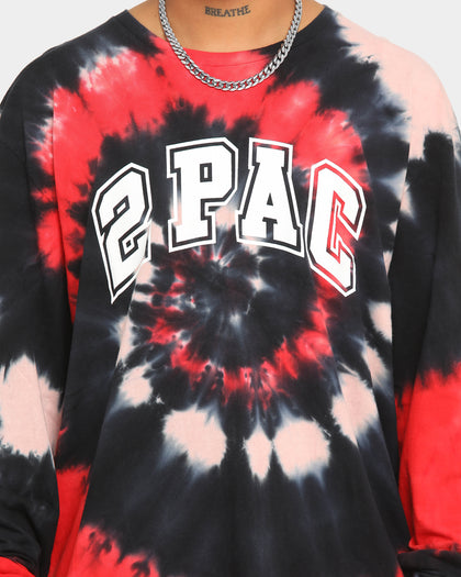 TUPAC Tie Dye Shakur 71' Long Sleeve T-Shirt Black/Red