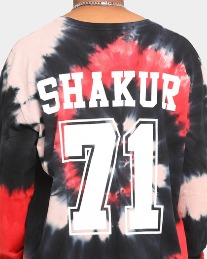TUPAC Tie Dye Shakur 71' Long Sleeve T-Shirt Black/Red