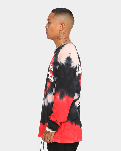 TUPAC Tie Dye Shakur 71' Long Sleeve T-Shirt Black/Red