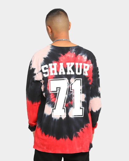 TUPAC Tie Dye Shakur 71' Long Sleeve T-Shirt Black/Red