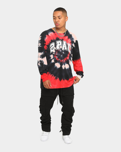 TUPAC Tie Dye Shakur 71' Long Sleeve T-Shirt Black/Red
