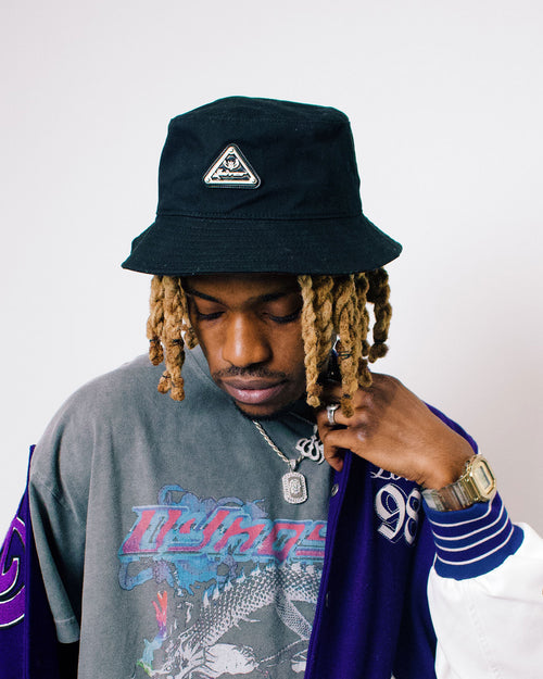 Loiter Metallic Badge Bucket Hat Black