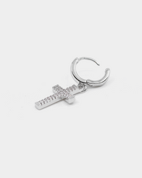Saint Morta Mini Cross Earring Iced White Gold
