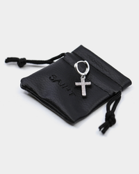 Saint Morta Mini Cross Earring Iced White Gold