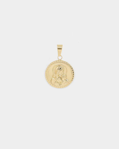 Saint Morta Men's Circular Jesus Pendant Gold