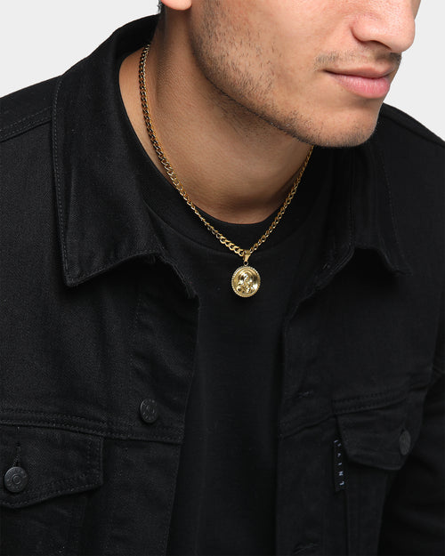 Saint Morta Men's Circular Jesus Pendant Gold