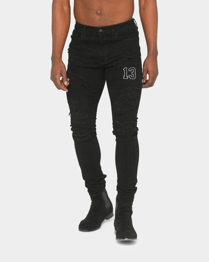 Saint Morta Men's College Distressed Jean Black