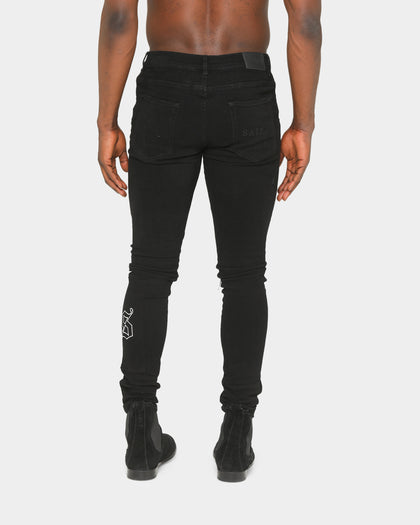 Saint Morta Men's College Distressed Jean Black