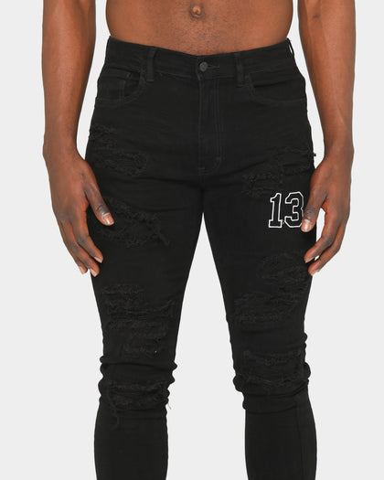 Saint Morta Men's College Distressed Jean Black