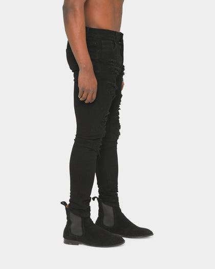 Saint Morta Men's College Distressed Jean Black