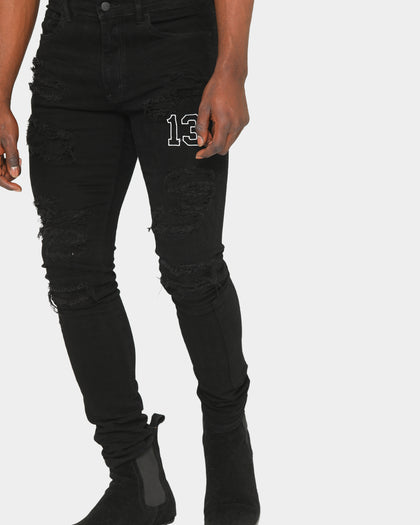 Saint Morta Men's College Distressed Jean Black