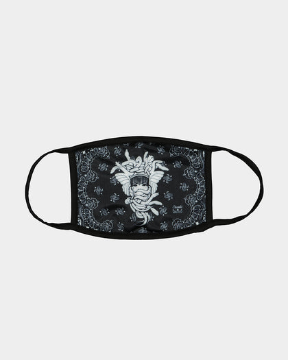 Crooks & Castles Men's Medusa Fashion Face Mask Black/White