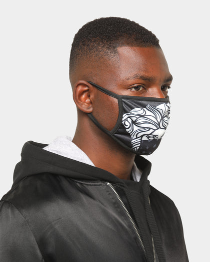 Crooks & Castles Men's Bandana Fashion Face Mask Black/White