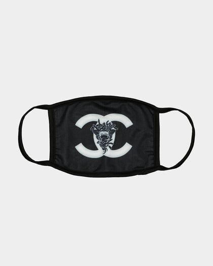 Crooks & Castles Men's Double C Fashion Face Mask Black/White