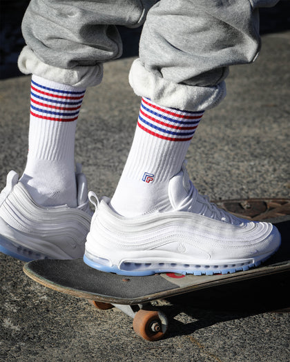 Perfect Pairs Unisex PP1 Classic Stripes Sock White