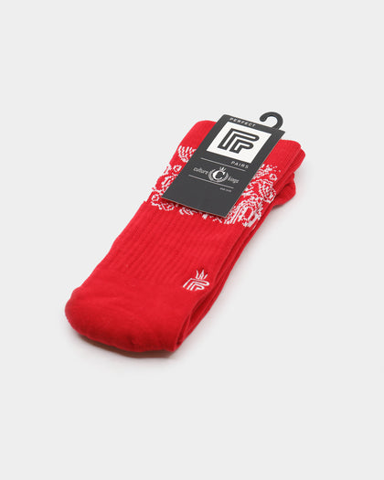 Perfect Pairs  PP1 Paisley Sock Red