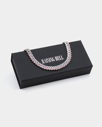 Raising Hell Women's 14" Interlink Choker Necklace Pink/Iced White Gold