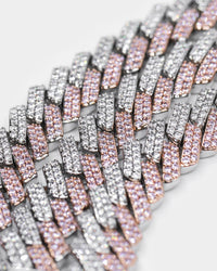 Raising Hell Women's 14" Interlink Choker Necklace Pink/Iced White Gold
