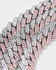 Raising Hell Women's 14" Interlink Choker Necklace Pink/Iced White Gold