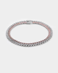 Raising Hell Women's 14" Interlink Choker Necklace Pink/Iced White Gold