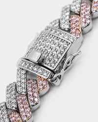 Raising Hell Women's 14" Interlink Choker Necklace Pink/Iced White Gold