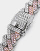 Raising Hell Women's 14" Interlink Choker Necklace Pink/Iced White Gold