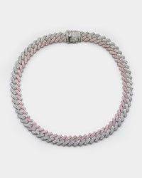 Raising Hell Women's 14" Interlink Choker Necklace Pink/Iced White Gold