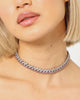 Raising Hell Women's 14" Interlink Choker Necklace Pink/Iced White Gold