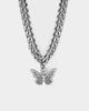 Raising Hell Women's 16" Cuban Butterfly Choker White Gold
