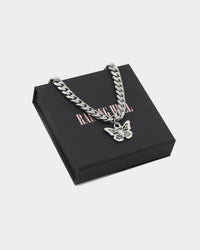 Raising Hell Women's 16" Cuban Butterfly Choker White Gold