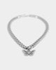 Raising Hell Women's 16" Cuban Butterfly Choker White Gold