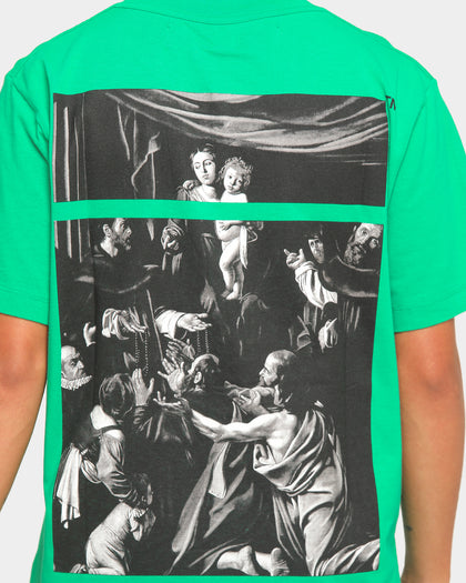 Off-White Caravaggio Square Short Sleeve T-Shirt Green