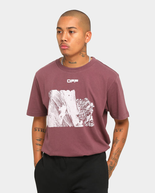 Off-White Climb Print Short Sleeve T-Shirt Maroon
