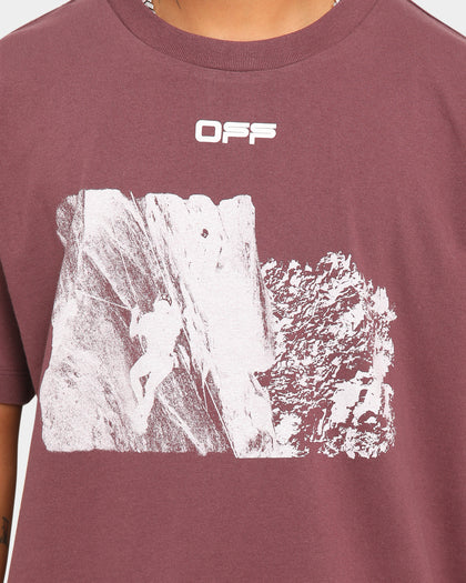 Off-White Climb Print Short Sleeve T-Shirt Maroon