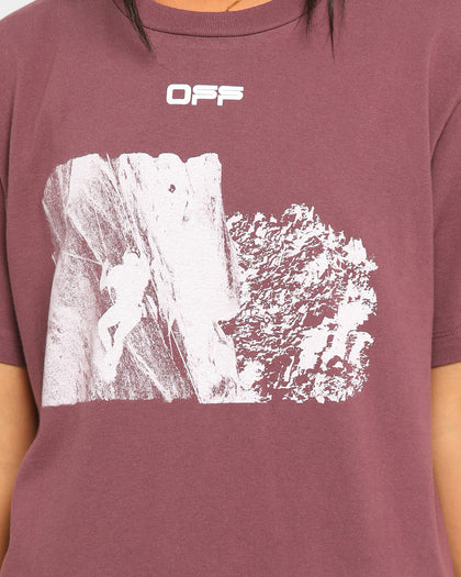 Off-White Climb Print Short Sleeve T-Shirt Maroon