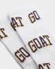 Goat Crew Arch Logo Purple Socks White