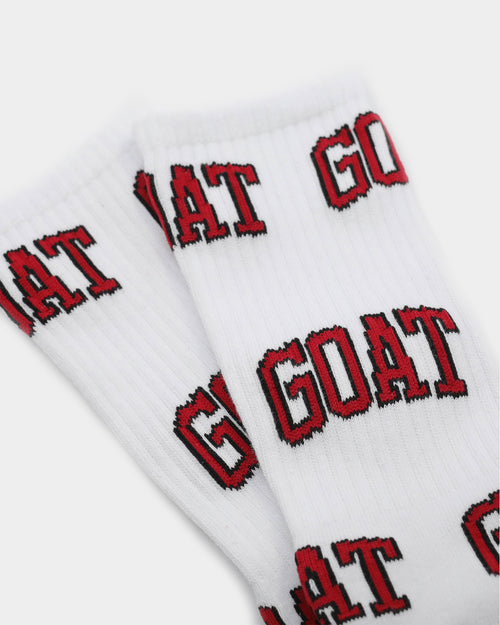 Goat Crew Arch Logo Red Socks White