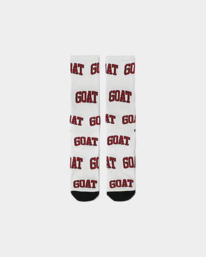 Goat Crew Arch Logo Red Socks White