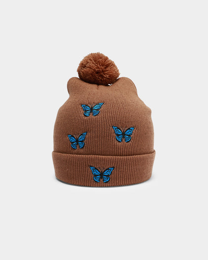 Goat Crew Butterfly Pom Beanie Tan