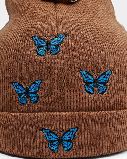 Goat Crew Butterfly Pom Beanie Tan