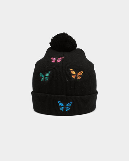 Goat Crew Butterfly Pom Beanie Black