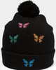 Goat Crew Butterfly Pom Beanie Black